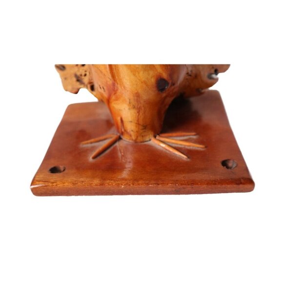 Vintage Hand-Carved Wooden Owl Bird Wood Burl Rustic Decor - Picture 8 of 8